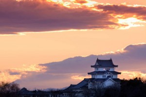 夕景の関宿城