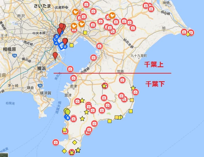 千葉県房総半島絶景撮影スポット地図の上下