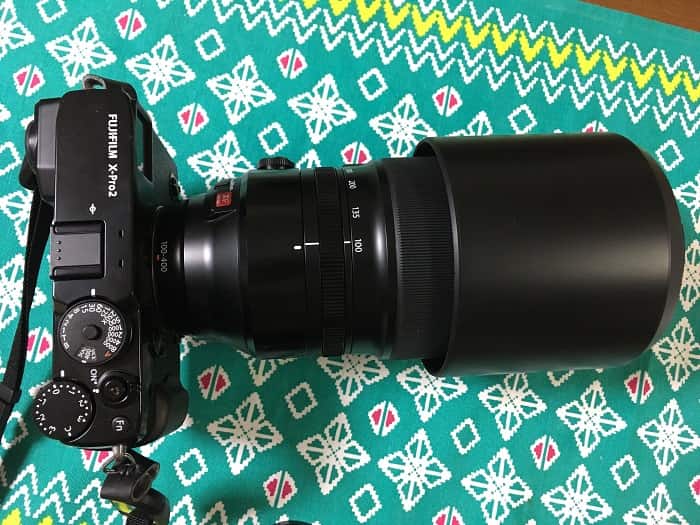 XF100-400mmF4.5-5.6 R LM OIS WRとX-Pro2の大きさ